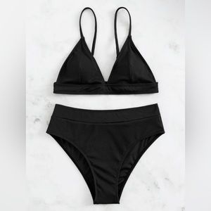 Rib Triangle High Waisted Bikini